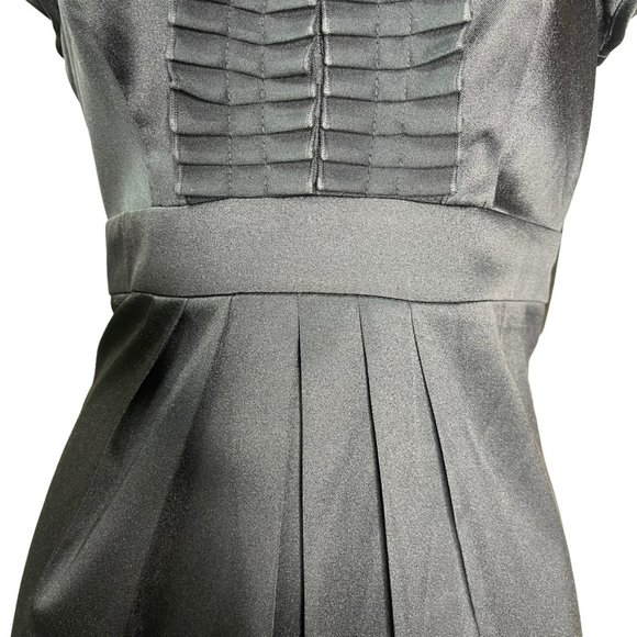 Signature London Style Black Cocktail Short Sleeve Dress Ruffled Collar Size 6 - Picture 3 of 10